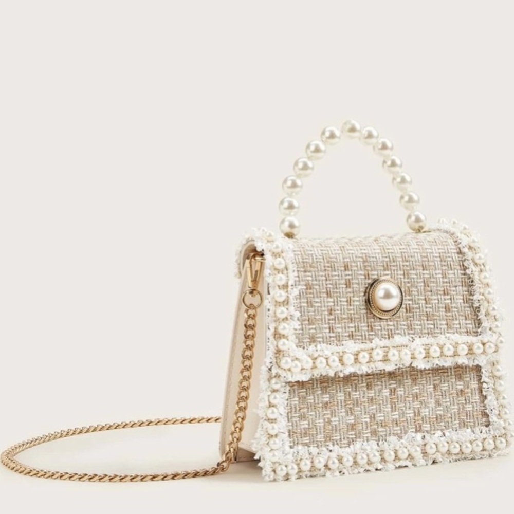 Woven tweed pearl bag - Picture 3 of 13